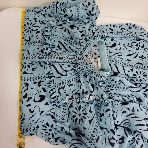 Lola Australia Womens Ruffled Midi Dress Size XS Blue Tropical Beach Peasant - Picture 6 of 12